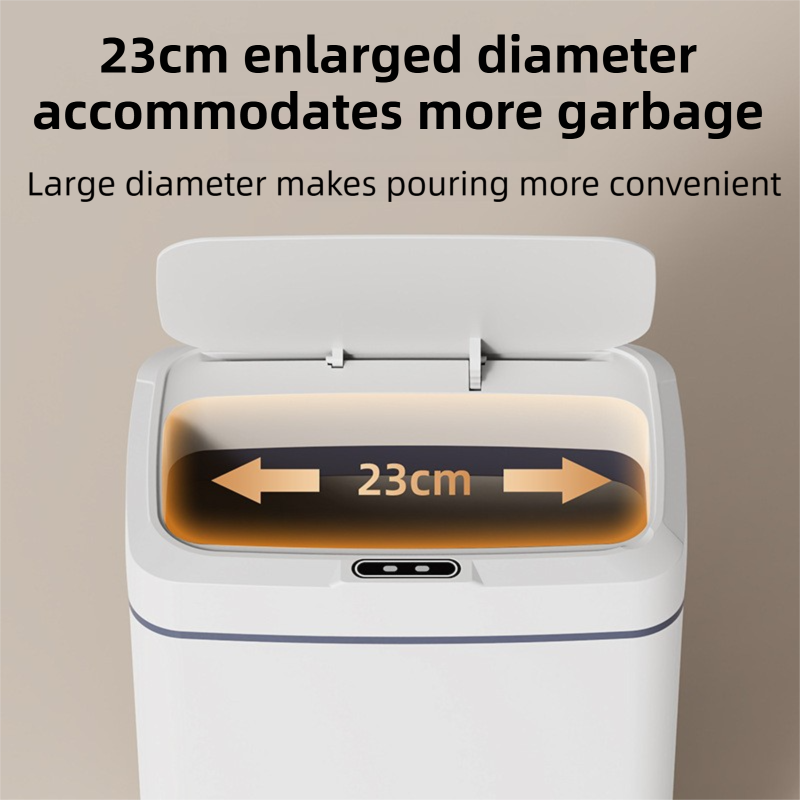 White Intelligent Dual-Sensor Trash Can (Hand-Wave & Knee-Bend) - Slim-Fit Touchless Battery-Powered Bin for Bathroom & Kitchen