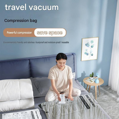 6-piece Travel Vacuum Storage Bags Set for Clothes and Bedding, Space Saving Compression Bags for Suitcases, Wardrobes and Seasonal Storage, Reusable PA+PE Vacuum Seal Bags