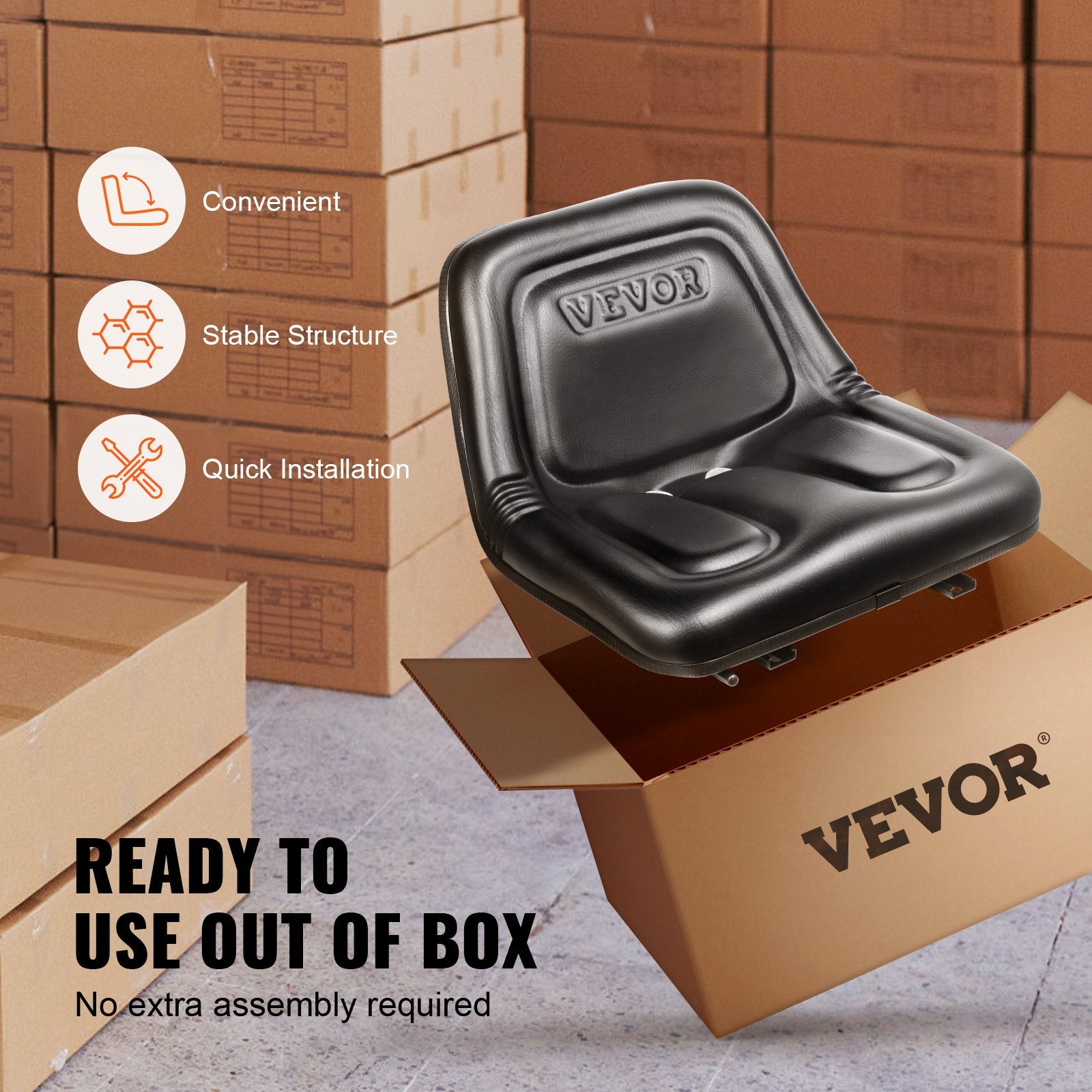 Universal Tracor Seat, Lawn Mower Seat with Micro Switch and Drainage Holes, 16-34 cm Extended Slot Tractor Seat for Tractor Loader Excavator