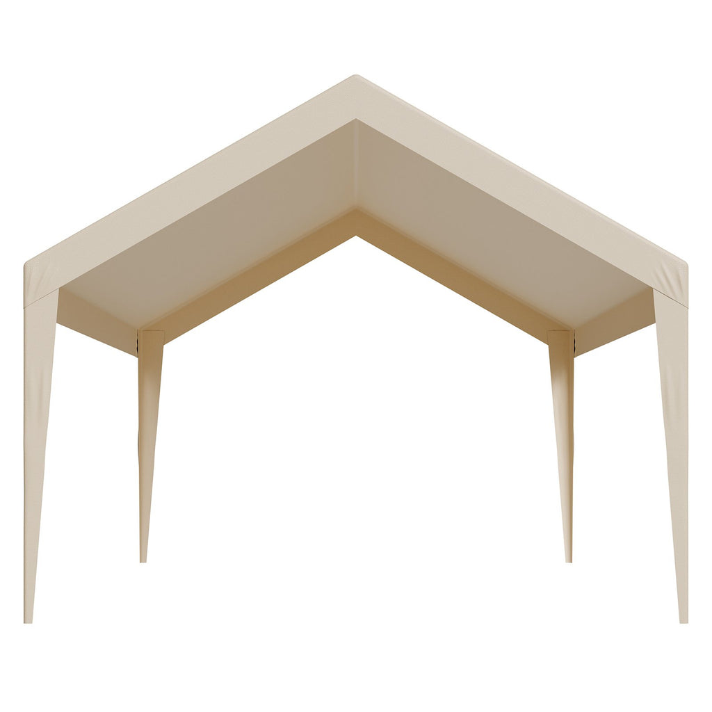 Carport Replacement Canopy, 6 x 3.6 m Potable Garage Tent Top Tarp, UV-Resistant & Waterproof Car Shelter Tarp, Heavy Duty Car Port Cover with Ball Buggees, Beige, Frame Not Included