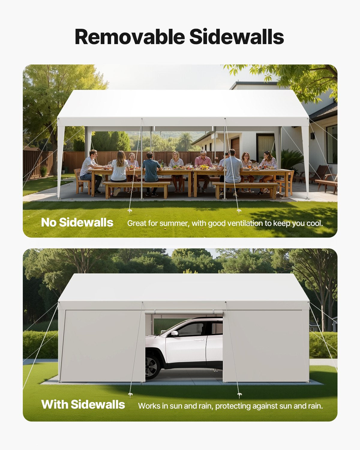 Carport Car Canopy 12x20FT Heavy Duty Car Shelter with Sidewalls Grey