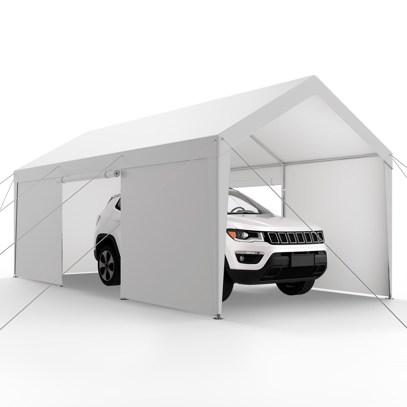 Carport Car Canopy 12x20FT Heavy Duty Car Shelter with Sidewalls Grey