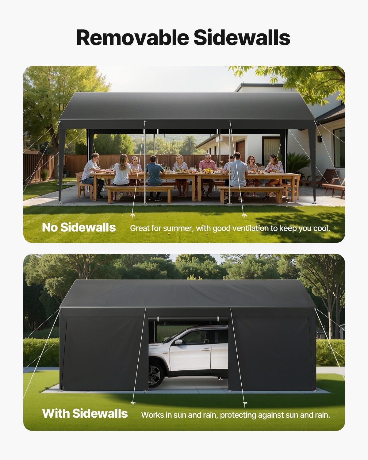 Carport Car Canopy 10x20FT Heavy Duty Car Shelter with Sidewalls White