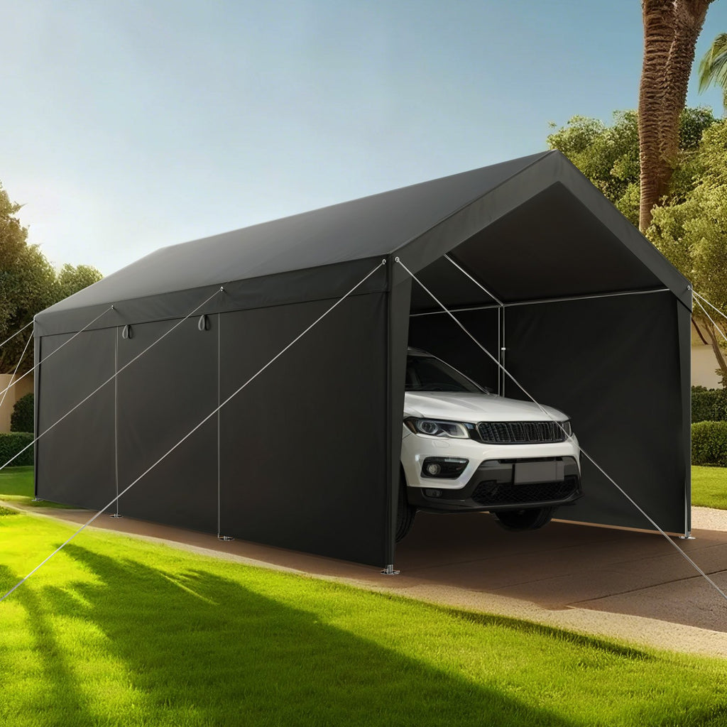 Carport Car Canopy 10x20FT Heavy Duty Car Shelter with Sidewalls White
