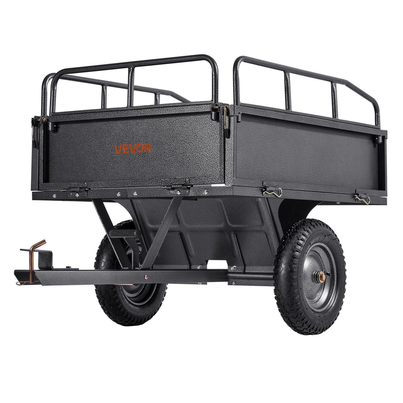 Garden Utility Trailer, 10 Cu. Ft & 227 kg Capacity, ATV UTV Hauling Trailer, Tow Behind Steel Dump Cart with 14" Tires, Hand Pull or Foot Pedal, Heavy Duty Yard Trailers for Lawn Mower Tractor
