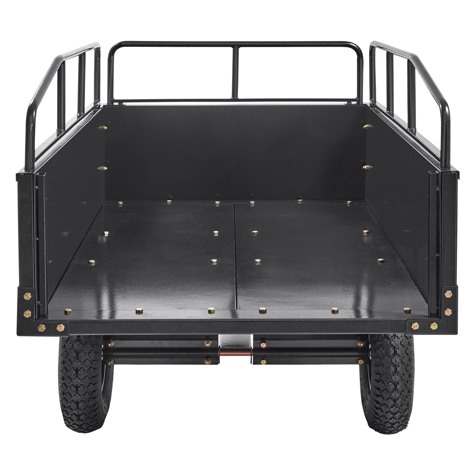 Heavy Duty ATV Trailer Steel Dump Cart, 750-Pound 15 Cubic Feet, Garden Utility Trailer with Removable Sides for Riding Lawn Mower Tractor
