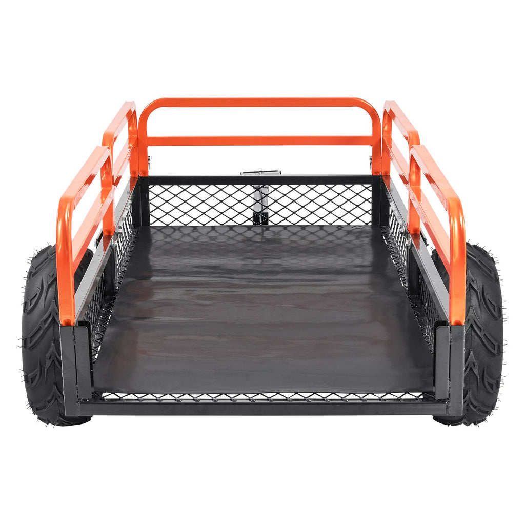 Heavy Duty Steel ATV Dump Trailer, 1500-Pound Load Capacity 15 Cubic Feet, Tow Behind Dump Cart Garden Trailer, with Removable Sides and 2 Tires, for Mowers, Tractors, ATV, UTV
