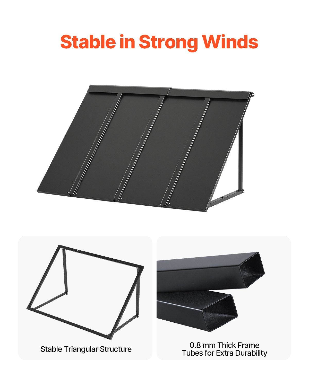 Fixed Metal Awning 1125 × 610 mm, Window Awning Door Canopy, Stable Triangle Steel Frame Awnings for Doors Exterior Rain, and Snow Sunlight Protection for Door Entrance, Windows, Porches, Balconies