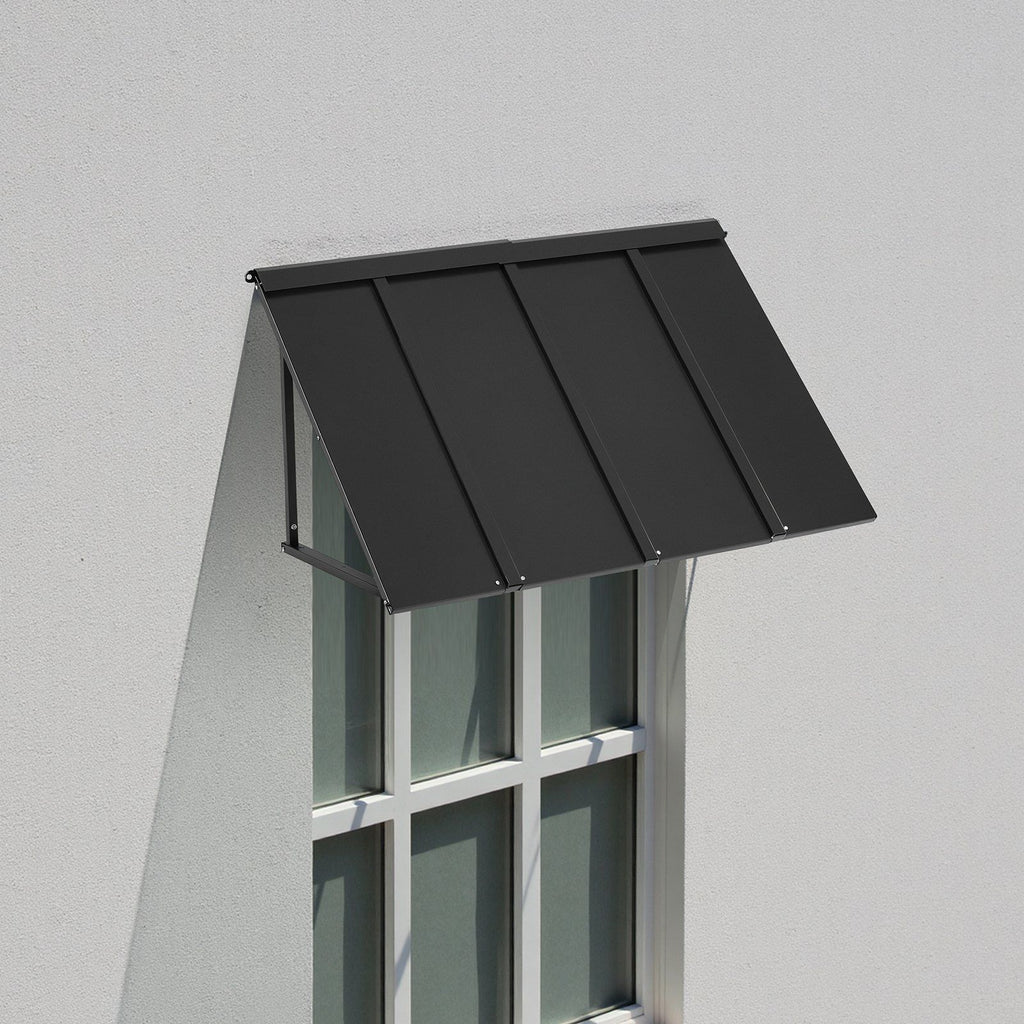 Fixed Metal Awning 1125 × 610 mm, Window Awning Door Canopy, Stable Triangle Steel Frame Awnings for Doors Exterior Rain, and Snow Sunlight Protection for Door Entrance, Windows, Porches, Balconies