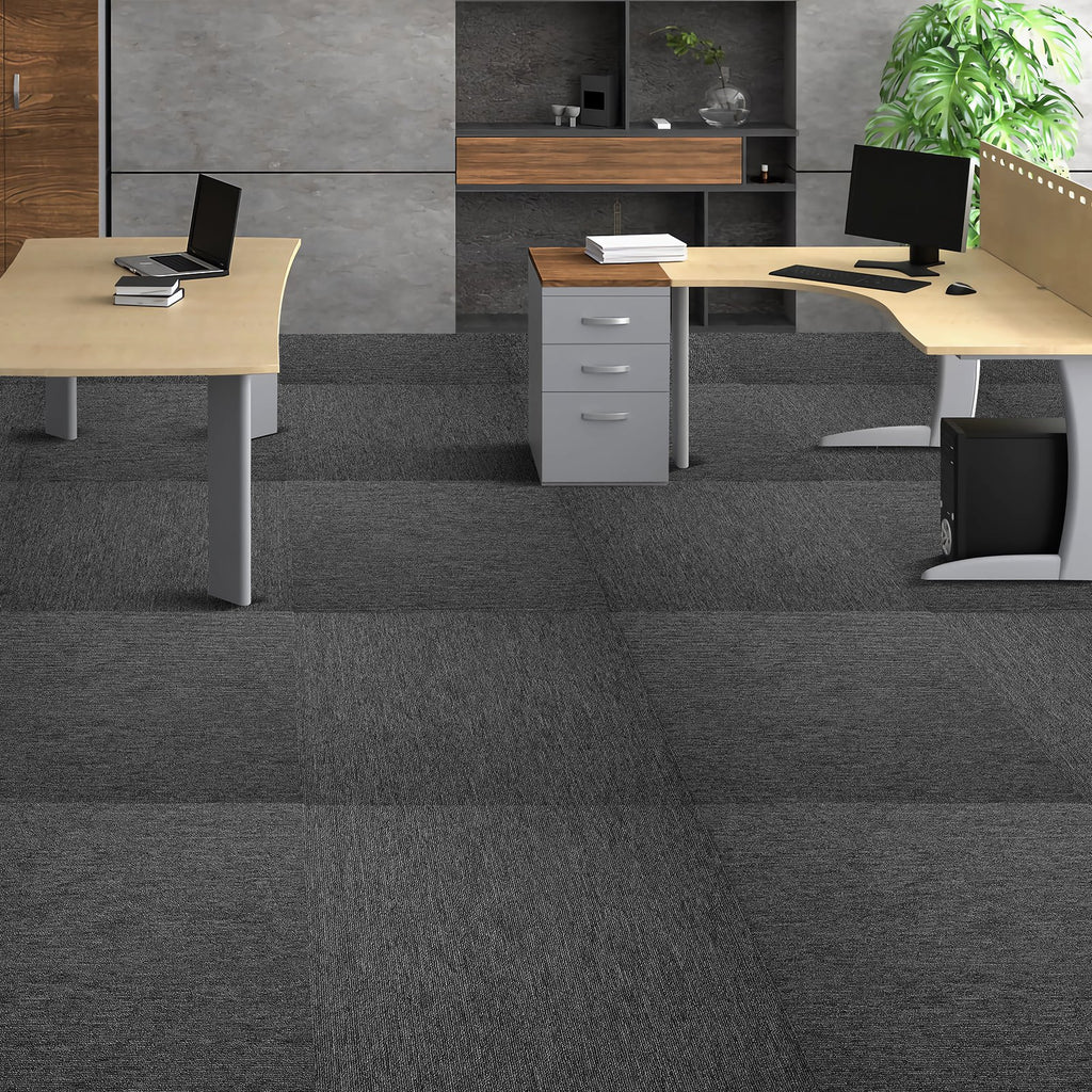 Carpet Tiles Reusable, 20"x 20" Carpet Squares With Padding Attached, Soft Padded Carpet Tiles, Easy Install DIY for Bedroom Living Room Indoor Outdoor (20 Tiles, Dark Gray)