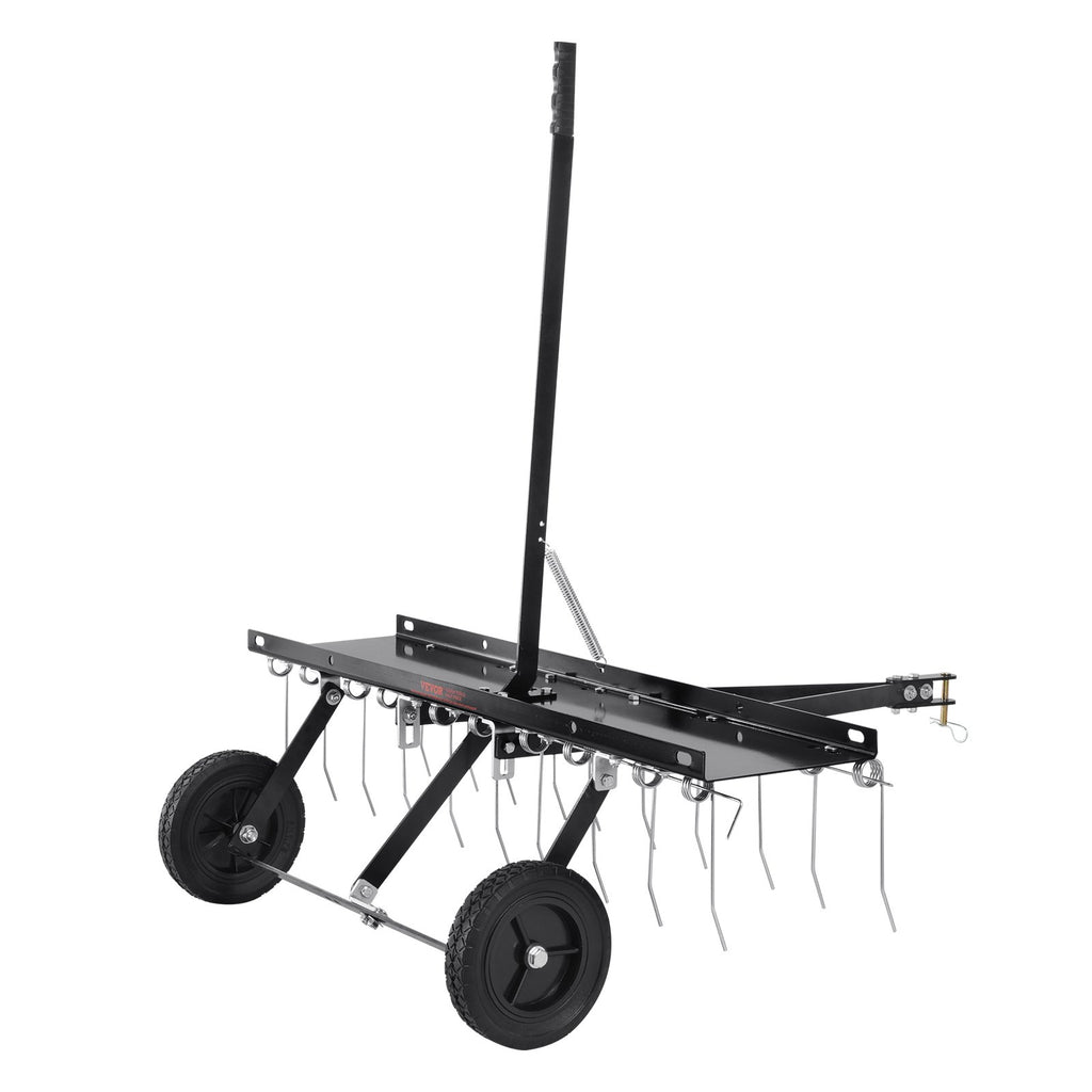 Tow Behind Dethatcher, 1015mm Tow Dethatcher with 20 Spring Steel Tines, Lawn Dethatcher Rake for ATV or Mower, Tow Behind Lawn Rake with Lift Handle for Garden Farm Grass