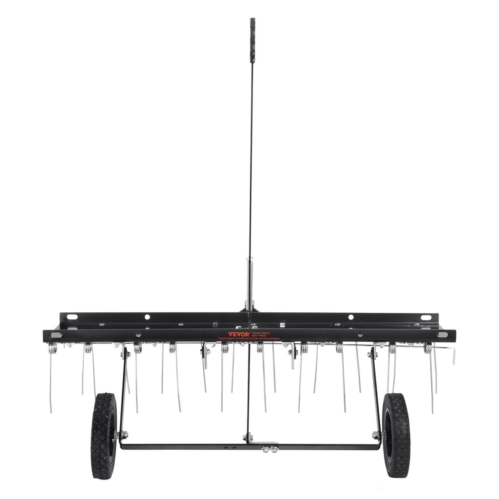 Tow Behind Dethatcher, 1015mm Tow Dethatcher with 20 Spring Steel Tines, Lawn Dethatcher Rake for ATV or Mower, Tow Behind Lawn Rake with Lift Handle for Garden Farm Grass
