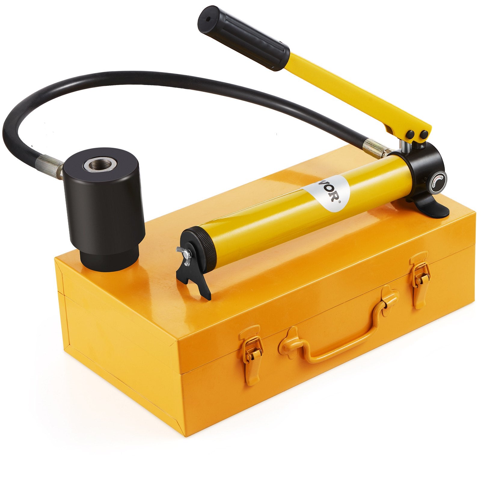 VEVOR 15 Ton Hydraulic Knockout Punch Kit, 1/2" to 4" Conduit Hole Cutter Set, KO Tool Kits with Puncher 10 Piece, Metal Sheet Driver Tools, For Aluminum, Brass, Stainless Steel, Fiberglass and Plasti