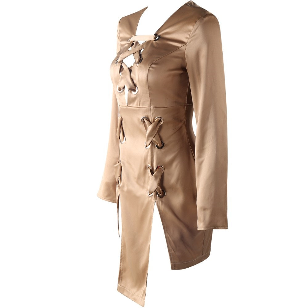 Beige Eyelet Party Dress